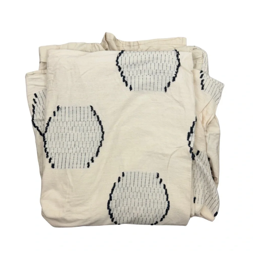 Urban Outfitters Jacquard Circles Duvet Cover Cream Black Cotton Size Full/Queen